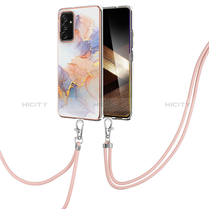 Handyhülle Silikon Hülle Gummi Schutzhülle Flexible Modisch Muster mit Schlüsselband Lanyard Y03B für Samsung Galaxy A15 4G