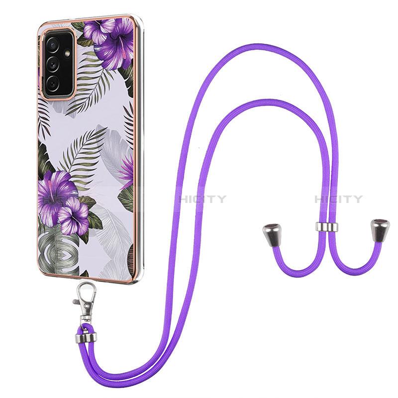 Handyhülle Silikon Hülle Gummi Schutzhülle Flexible Modisch Muster mit Schlüsselband Lanyard Y03B für Samsung Galaxy A15 4G groß