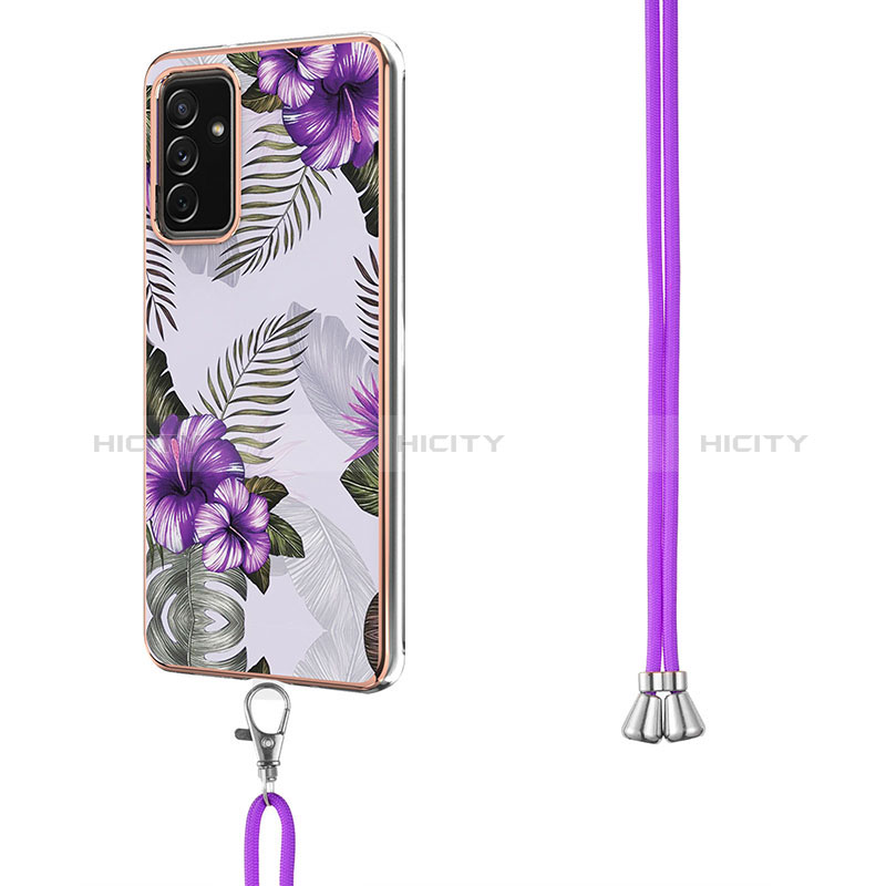 Handyhülle Silikon Hülle Gummi Schutzhülle Flexible Modisch Muster mit Schlüsselband Lanyard Y03B für Samsung Galaxy A15 5G