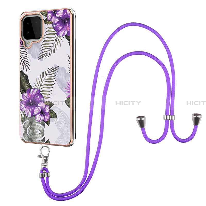 Handyhülle Silikon Hülle Gummi Schutzhülle Flexible Modisch Muster mit Schlüsselband Lanyard Y03B für Samsung Galaxy A22 4G