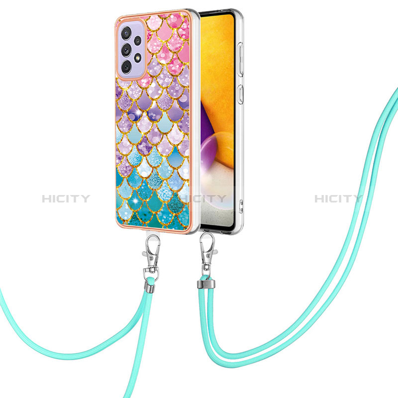 Handyhülle Silikon Hülle Gummi Schutzhülle Flexible Modisch Muster mit Schlüsselband Lanyard Y03B für Samsung Galaxy A23 5G