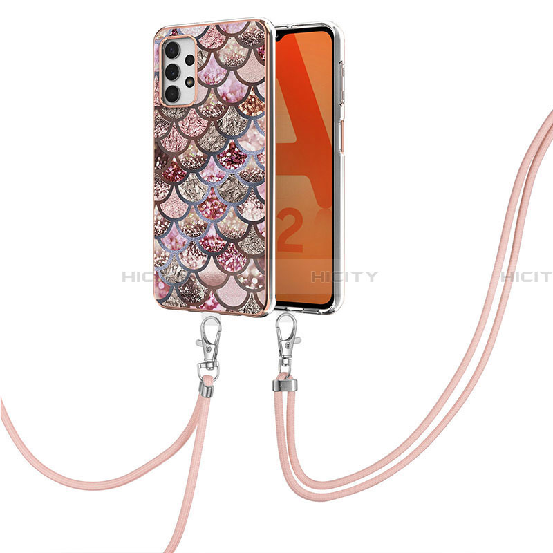 Handyhülle Silikon Hülle Gummi Schutzhülle Flexible Modisch Muster mit Schlüsselband Lanyard Y03B für Samsung Galaxy A32 4G