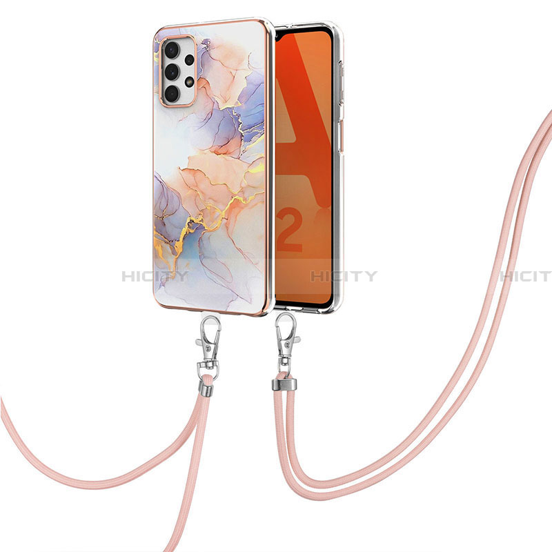 Handyhülle Silikon Hülle Gummi Schutzhülle Flexible Modisch Muster mit Schlüsselband Lanyard Y03B für Samsung Galaxy A32 4G