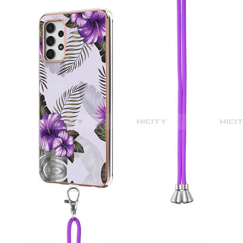 Handyhülle Silikon Hülle Gummi Schutzhülle Flexible Modisch Muster mit Schlüsselband Lanyard Y03B für Samsung Galaxy A32 4G