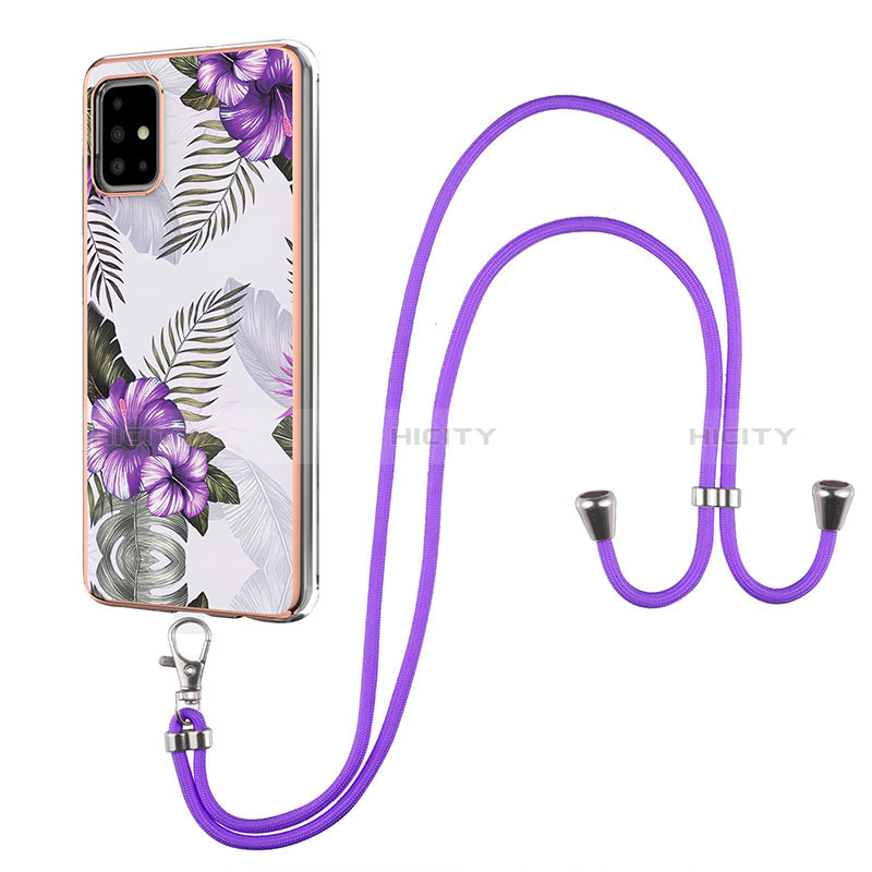 Handyhülle Silikon Hülle Gummi Schutzhülle Flexible Modisch Muster mit Schlüsselband Lanyard Y03B für Samsung Galaxy A51 5G groß