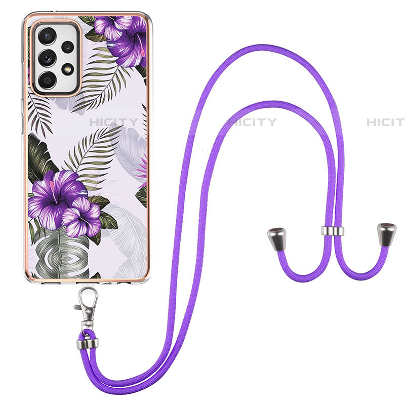 Handyhülle Silikon Hülle Gummi Schutzhülle Flexible Modisch Muster mit Schlüsselband Lanyard Y03B für Samsung Galaxy A52 4G