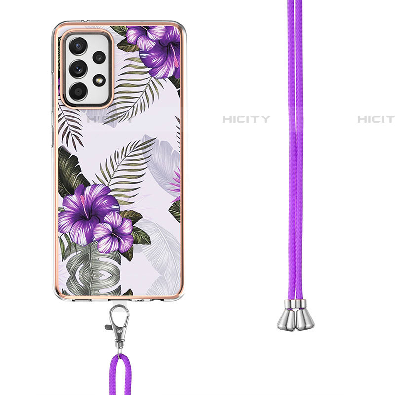 Handyhülle Silikon Hülle Gummi Schutzhülle Flexible Modisch Muster mit Schlüsselband Lanyard Y03B für Samsung Galaxy A52 4G