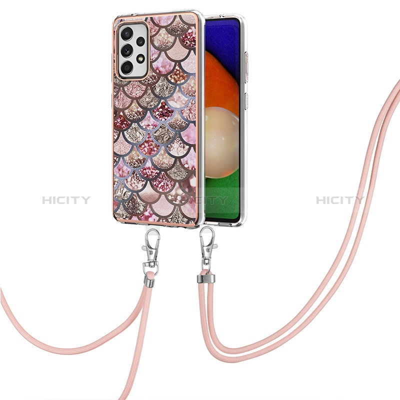 Handyhülle Silikon Hülle Gummi Schutzhülle Flexible Modisch Muster mit Schlüsselband Lanyard Y03B für Samsung Galaxy A52s 5G groß