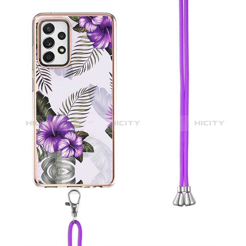 Handyhülle Silikon Hülle Gummi Schutzhülle Flexible Modisch Muster mit Schlüsselband Lanyard Y03B für Samsung Galaxy A52s 5G