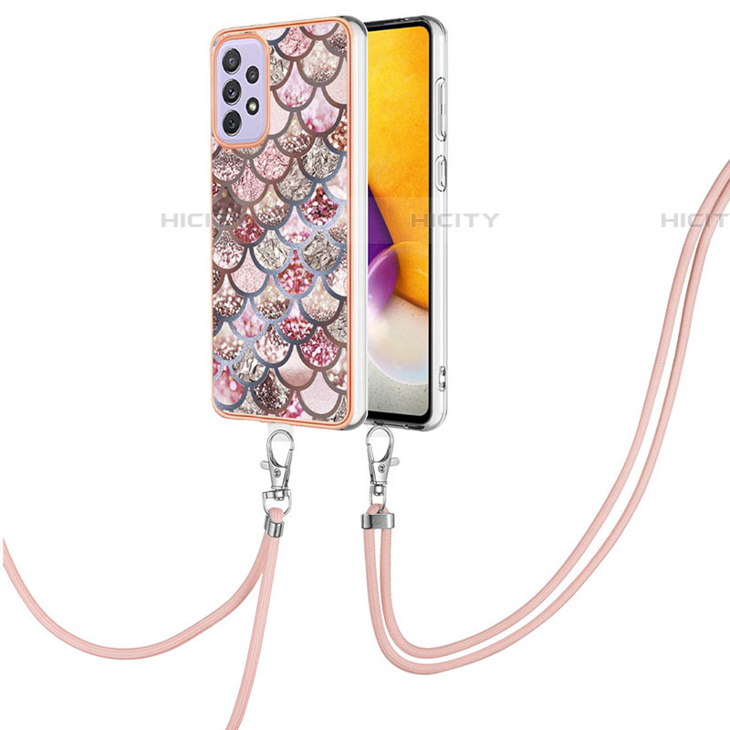 Handyhülle Silikon Hülle Gummi Schutzhülle Flexible Modisch Muster mit Schlüsselband Lanyard Y03B für Samsung Galaxy A53 5G