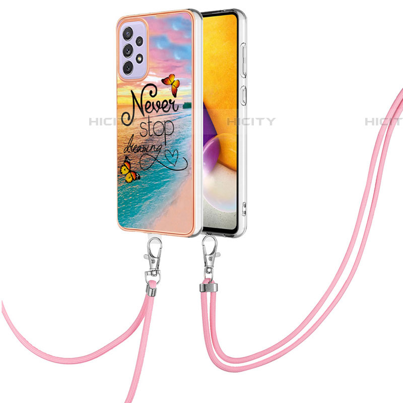 Handyhülle Silikon Hülle Gummi Schutzhülle Flexible Modisch Muster mit Schlüsselband Lanyard Y03B für Samsung Galaxy A53 5G Plusfarbig