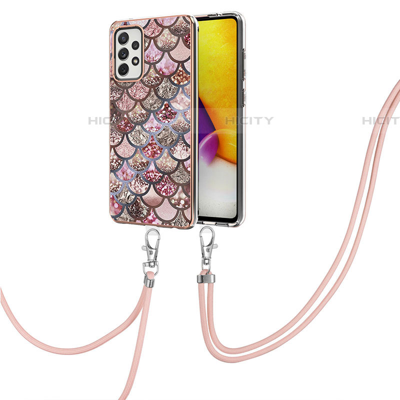 Handyhülle Silikon Hülle Gummi Schutzhülle Flexible Modisch Muster mit Schlüsselband Lanyard Y03B für Samsung Galaxy A72 4G