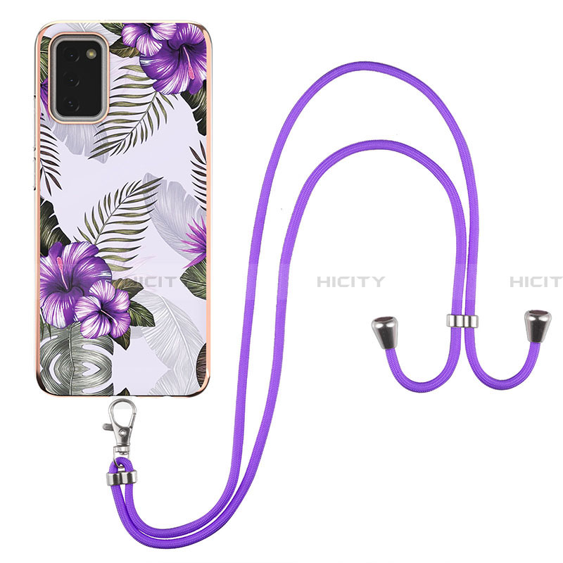 Handyhülle Silikon Hülle Gummi Schutzhülle Flexible Modisch Muster mit Schlüsselband Lanyard Y03B für Samsung Galaxy F02S SM-E025F