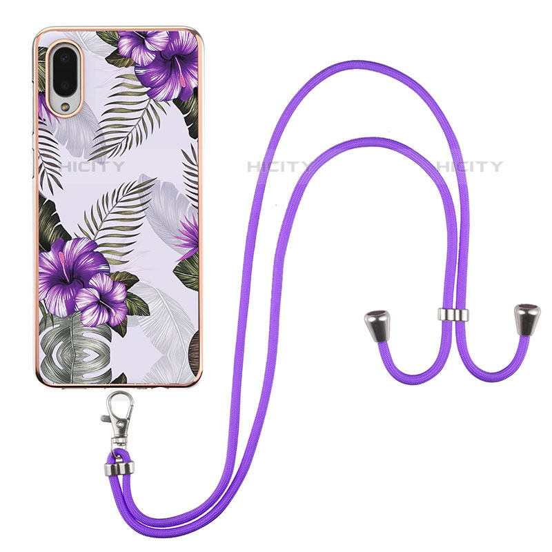 Handyhülle Silikon Hülle Gummi Schutzhülle Flexible Modisch Muster mit Schlüsselband Lanyard Y03B für Samsung Galaxy M02