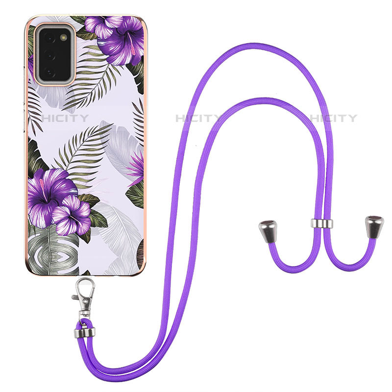 Handyhülle Silikon Hülle Gummi Schutzhülle Flexible Modisch Muster mit Schlüsselband Lanyard Y03B für Samsung Galaxy M02s