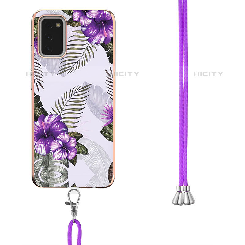 Handyhülle Silikon Hülle Gummi Schutzhülle Flexible Modisch Muster mit Schlüsselband Lanyard Y03B für Samsung Galaxy M02s groß