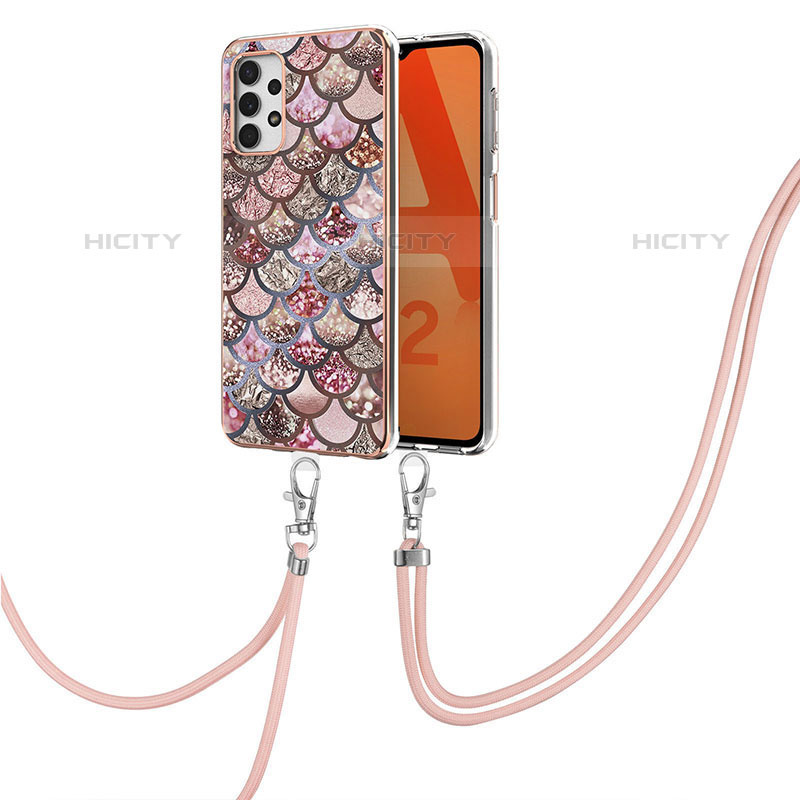 Handyhülle Silikon Hülle Gummi Schutzhülle Flexible Modisch Muster mit Schlüsselband Lanyard Y03B für Samsung Galaxy M32 5G