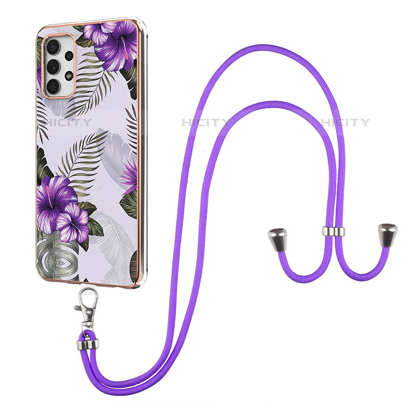 Handyhülle Silikon Hülle Gummi Schutzhülle Flexible Modisch Muster mit Schlüsselband Lanyard Y03B für Samsung Galaxy M32 5G