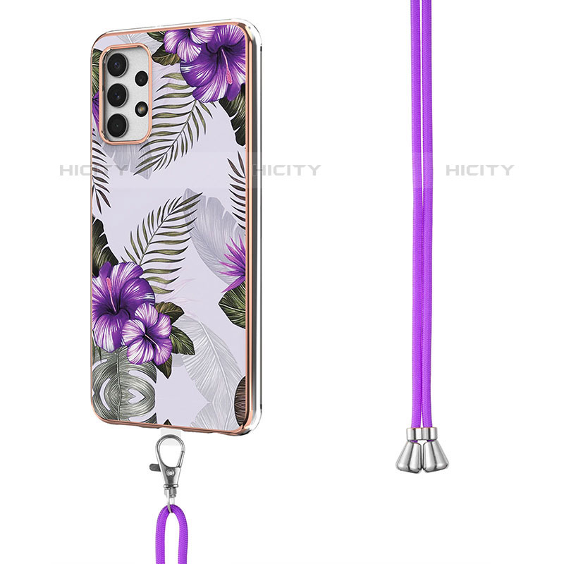 Handyhülle Silikon Hülle Gummi Schutzhülle Flexible Modisch Muster mit Schlüsselband Lanyard Y03B für Samsung Galaxy M32 5G