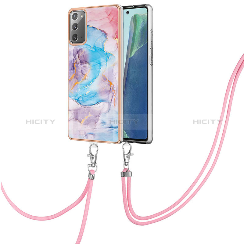 Handyhülle Silikon Hülle Gummi Schutzhülle Flexible Modisch Muster mit Schlüsselband Lanyard Y03B für Samsung Galaxy Note 20 5G