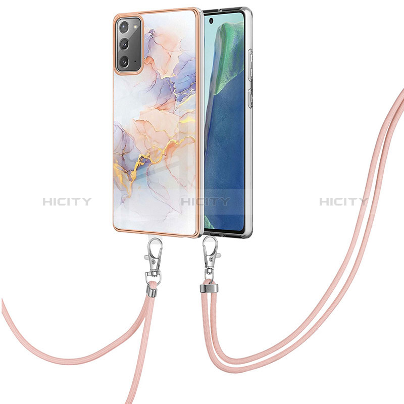 Handyhülle Silikon Hülle Gummi Schutzhülle Flexible Modisch Muster mit Schlüsselband Lanyard Y03B für Samsung Galaxy Note 20 5G