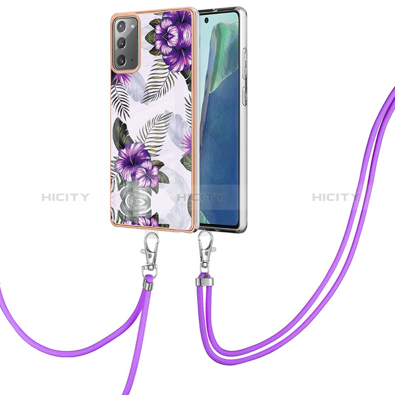 Handyhülle Silikon Hülle Gummi Schutzhülle Flexible Modisch Muster mit Schlüsselband Lanyard Y03B für Samsung Galaxy Note 20 5G