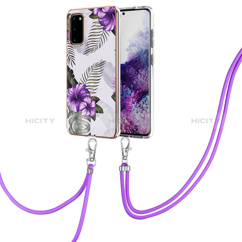 Handyhülle Silikon Hülle Gummi Schutzhülle Flexible Modisch Muster mit Schlüsselband Lanyard Y03B für Samsung Galaxy S20 5G groß