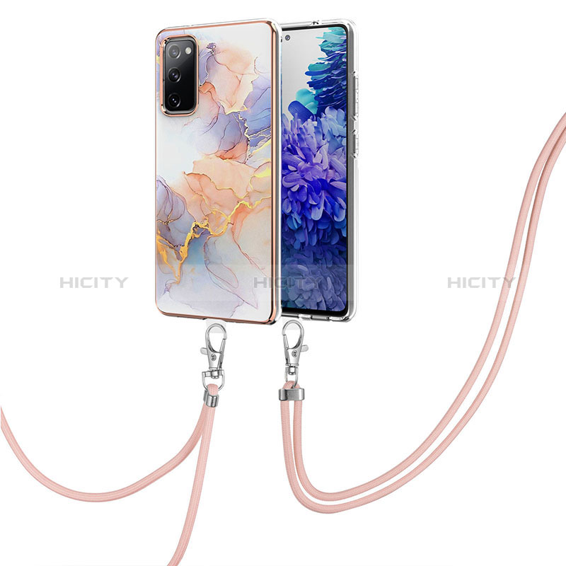 Handyhülle Silikon Hülle Gummi Schutzhülle Flexible Modisch Muster mit Schlüsselband Lanyard Y03B für Samsung Galaxy S20 FE (2022) 5G groß