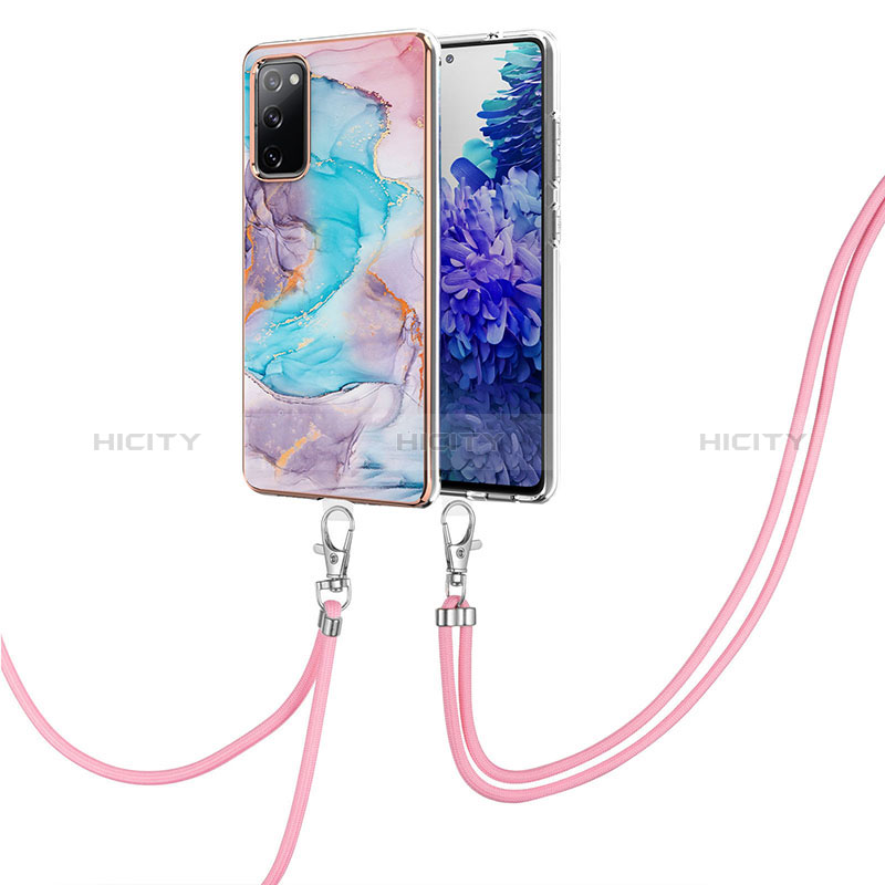 Handyhülle Silikon Hülle Gummi Schutzhülle Flexible Modisch Muster mit Schlüsselband Lanyard Y03B für Samsung Galaxy S20 FE (2022) 5G groß