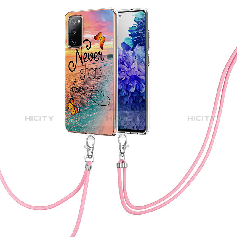 Handyhülle Silikon Hülle Gummi Schutzhülle Flexible Modisch Muster mit Schlüsselband Lanyard Y03B für Samsung Galaxy S20 FE (2022) 5G