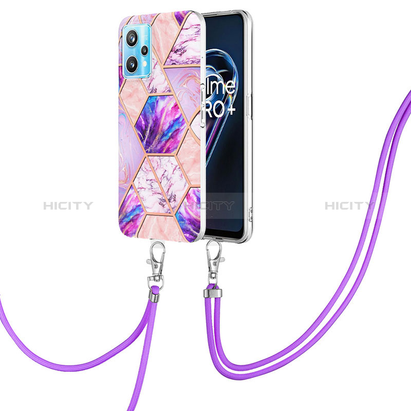 Handyhülle Silikon Hülle Gummi Schutzhülle Flexible Modisch Muster mit Schlüsselband Lanyard Y04B für Realme 9 Pro 5G