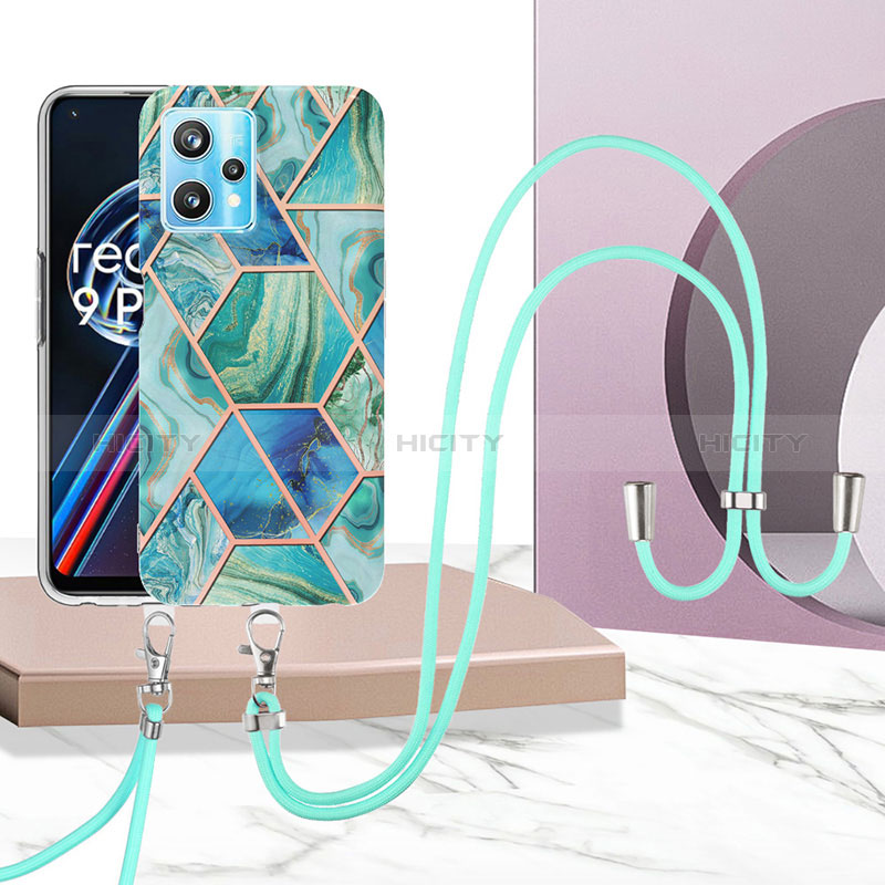 Handyhülle Silikon Hülle Gummi Schutzhülle Flexible Modisch Muster mit Schlüsselband Lanyard Y04B für Realme 9 Pro 5G groß