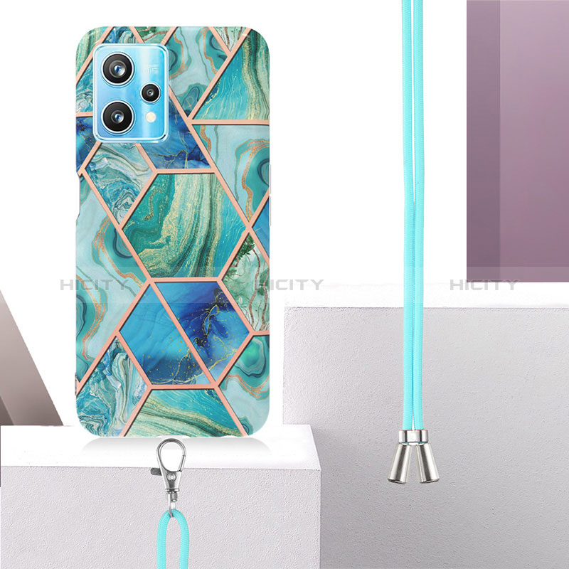 Handyhülle Silikon Hülle Gummi Schutzhülle Flexible Modisch Muster mit Schlüsselband Lanyard Y04B für Realme 9 Pro 5G groß