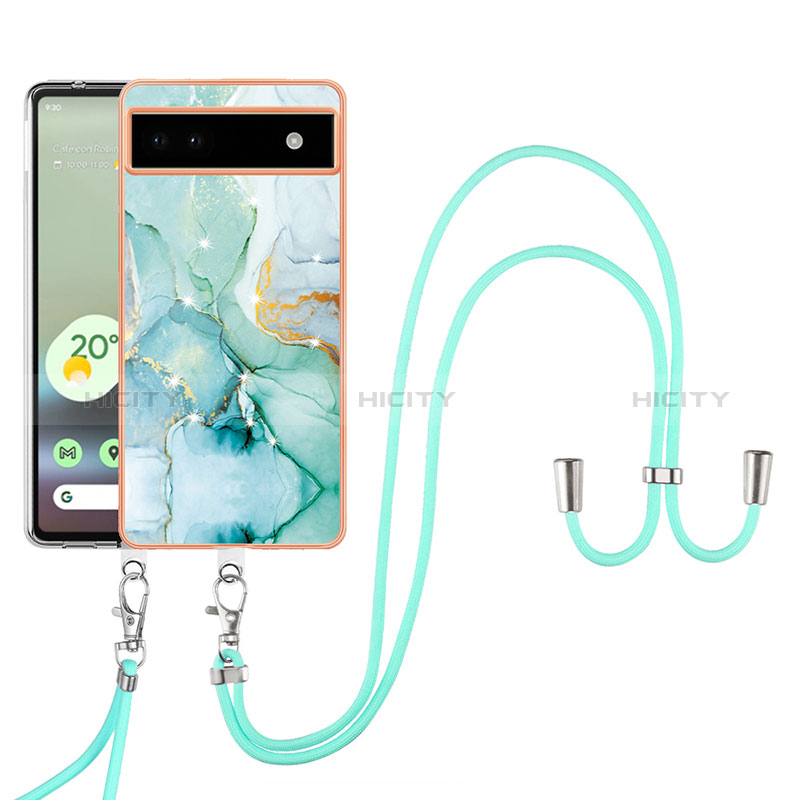 Handyhülle Silikon Hülle Gummi Schutzhülle Flexible Modisch Muster mit Schlüsselband Lanyard Y05B für Google Pixel 6a 5G