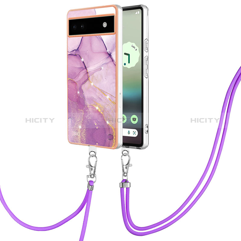 Handyhülle Silikon Hülle Gummi Schutzhülle Flexible Modisch Muster mit Schlüsselband Lanyard Y05B für Google Pixel 6a 5G