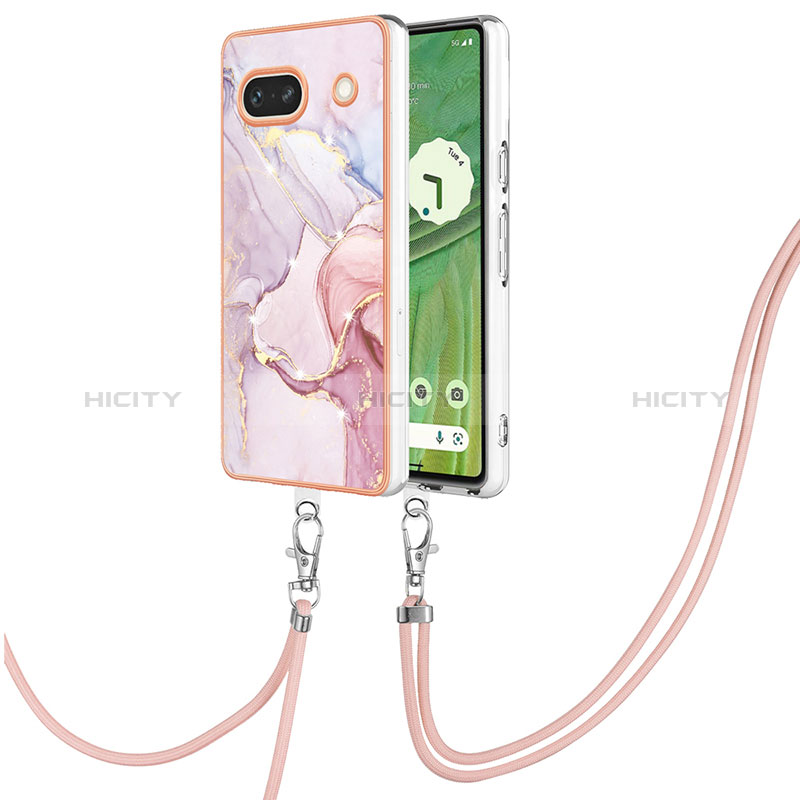 Handyhülle Silikon Hülle Gummi Schutzhülle Flexible Modisch Muster mit Schlüsselband Lanyard Y05B für Google Pixel 7a 5G