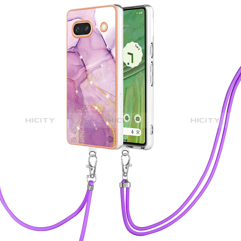 Handyhülle Silikon Hülle Gummi Schutzhülle Flexible Modisch Muster mit Schlüsselband Lanyard Y05B für Google Pixel 7a 5G groß