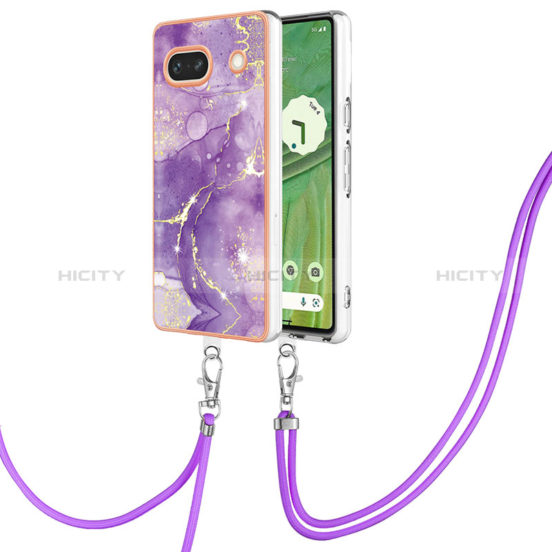 Handyhülle Silikon Hülle Gummi Schutzhülle Flexible Modisch Muster mit Schlüsselband Lanyard Y05B für Google Pixel 7a 5G