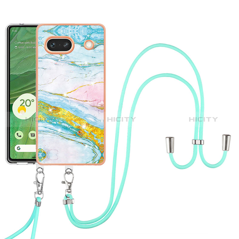 Handyhülle Silikon Hülle Gummi Schutzhülle Flexible Modisch Muster mit Schlüsselband Lanyard Y05B für Google Pixel 7a 5G