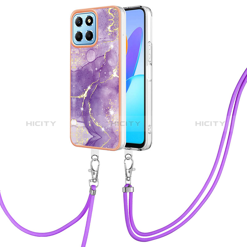 Handyhülle Silikon Hülle Gummi Schutzhülle Flexible Modisch Muster mit Schlüsselband Lanyard Y05B für Huawei Honor 70 Lite 5G