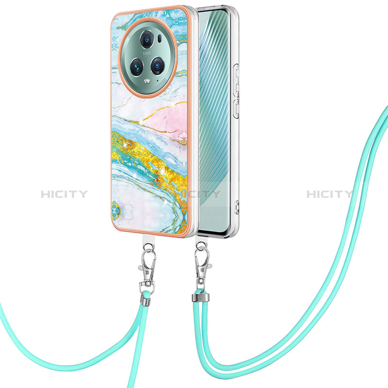 Handyhülle Silikon Hülle Gummi Schutzhülle Flexible Modisch Muster mit Schlüsselband Lanyard Y05B für Huawei Honor Magic5 Pro 5G