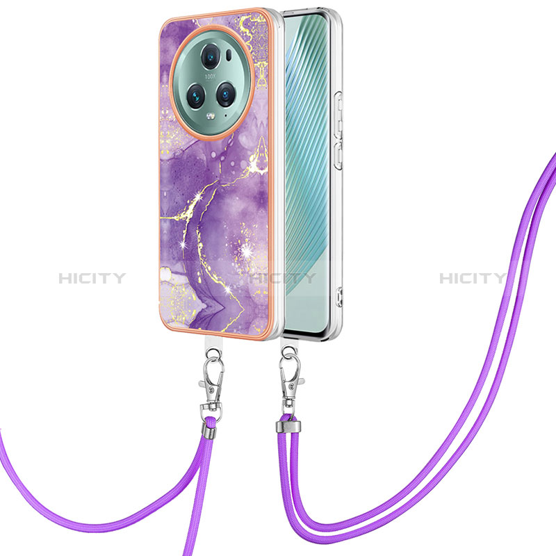 Handyhülle Silikon Hülle Gummi Schutzhülle Flexible Modisch Muster mit Schlüsselband Lanyard Y05B für Huawei Honor Magic5 Pro 5G