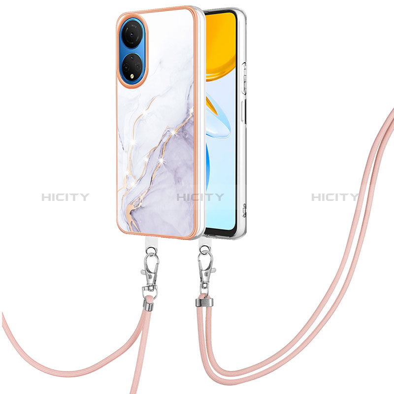 Handyhülle Silikon Hülle Gummi Schutzhülle Flexible Modisch Muster mit Schlüsselband Lanyard Y05B für Huawei Honor X7