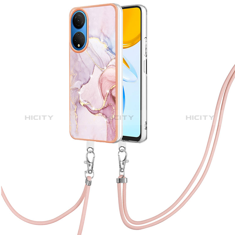 Handyhülle Silikon Hülle Gummi Schutzhülle Flexible Modisch Muster mit Schlüsselband Lanyard Y05B für Huawei Honor X7