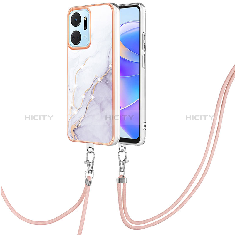 Handyhülle Silikon Hülle Gummi Schutzhülle Flexible Modisch Muster mit Schlüsselband Lanyard Y05B für Huawei Honor X7a groß