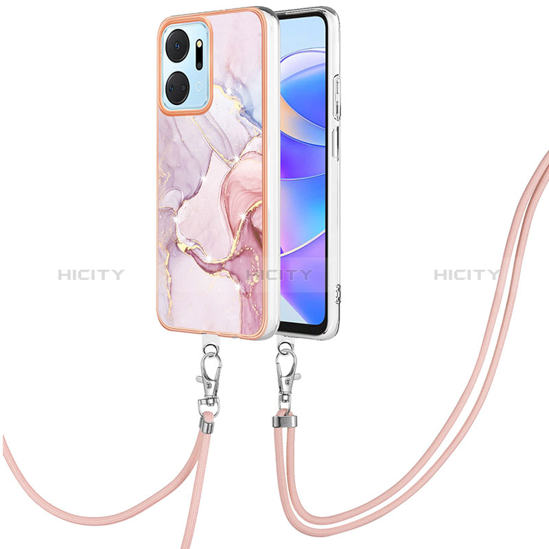 Handyhülle Silikon Hülle Gummi Schutzhülle Flexible Modisch Muster mit Schlüsselband Lanyard Y05B für Huawei Honor X7a groß