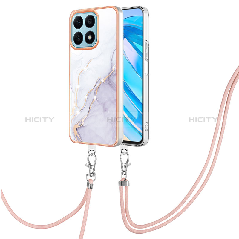 Handyhülle Silikon Hülle Gummi Schutzhülle Flexible Modisch Muster mit Schlüsselband Lanyard Y05B für Huawei Honor X8a 4G