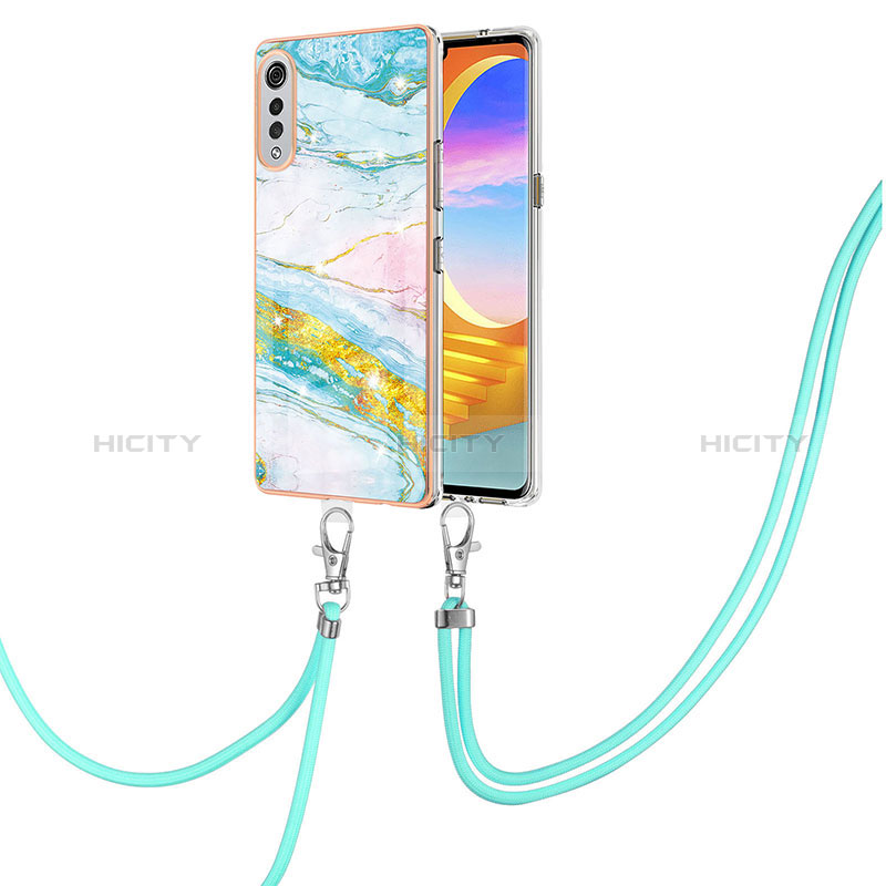 Handyhülle Silikon Hülle Gummi Schutzhülle Flexible Modisch Muster mit Schlüsselband Lanyard Y05B für LG Velvet 5G Bunt