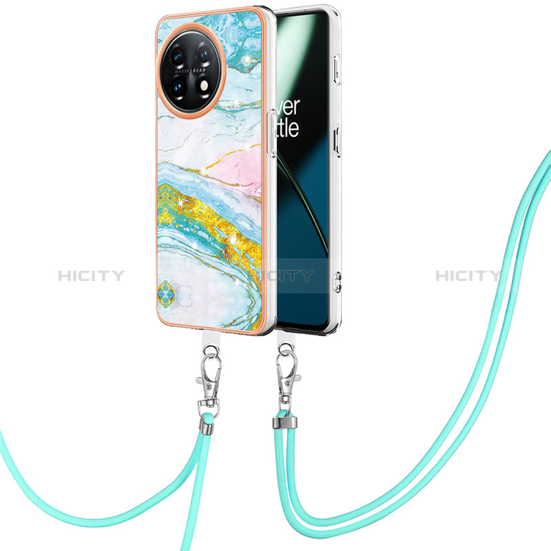 Handyhülle Silikon Hülle Gummi Schutzhülle Flexible Modisch Muster mit Schlüsselband Lanyard Y05B für OnePlus 11 5G