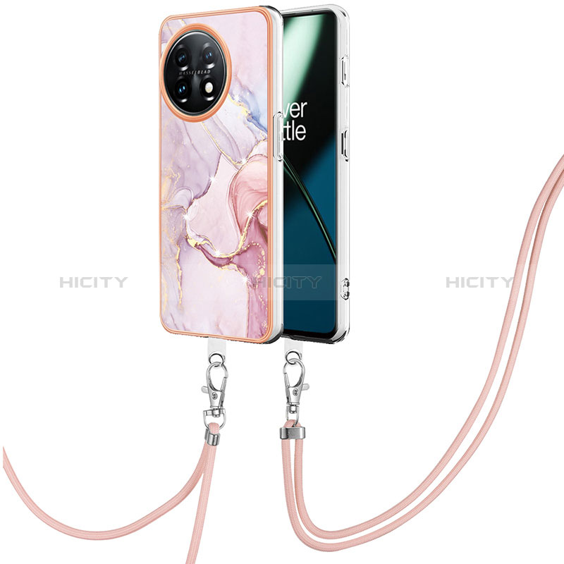 Handyhülle Silikon Hülle Gummi Schutzhülle Flexible Modisch Muster mit Schlüsselband Lanyard Y05B für OnePlus 11 5G